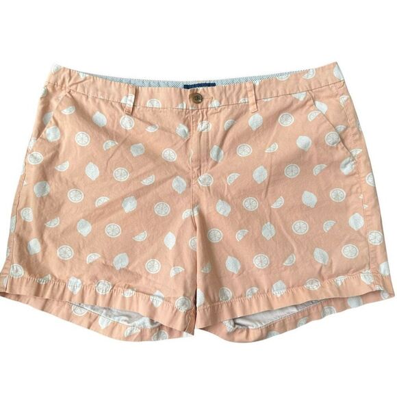 Old Navy Women's Peach Fruit Print Everyday Chino Shorts size 16 cotton - Picture 1 of 6